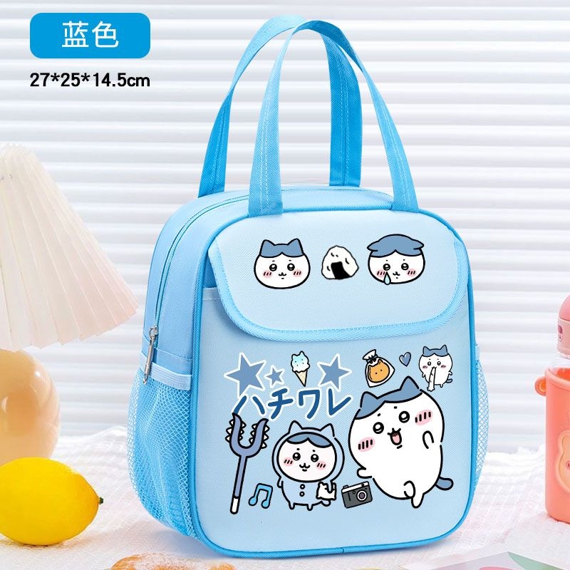 Tote Bag Sublimation - Chiikawa 断熱ランチバッグ かわいい漫画プリント 防水保温食品トート ポータブルスクール弁当収納ハンドバッグ