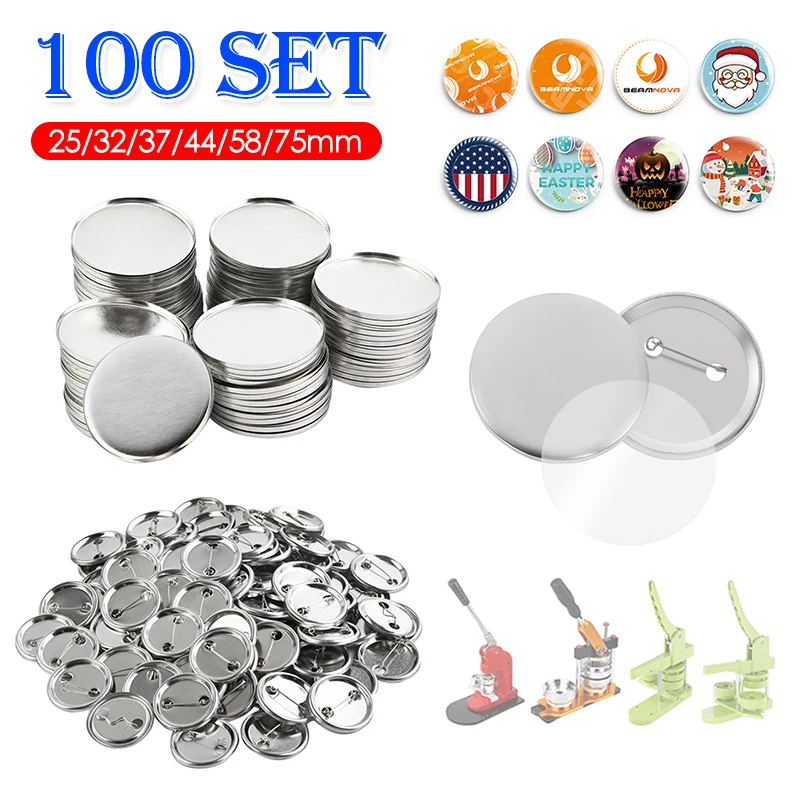 Button Badge Blank - 100 セットブランクバッジピンボタンメーカー部品用品 25 ミリメートル 32 ミリメートル