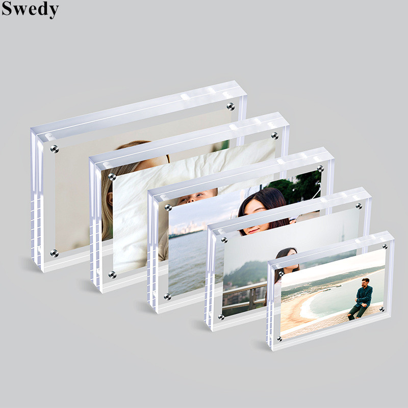 Photo Acrylic Block - 20 ミリメートル厚磁気アクリルサインホルダーディスプレイスタンドメニュー紙価格ラベルカードタグ結婚式赤ちゃんの写真額縁ブロック