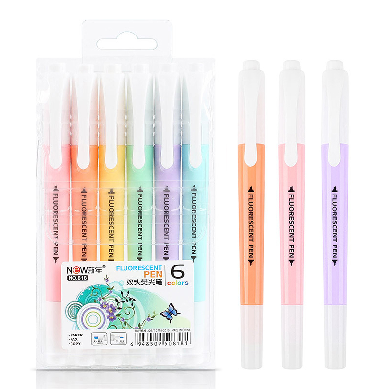 Stabilo Marker Boss - 6 ピース/セットダブルヘッド蛍光蛍光ペンマーカーパステル描画ペン学生学校事務用品かわいい文房具