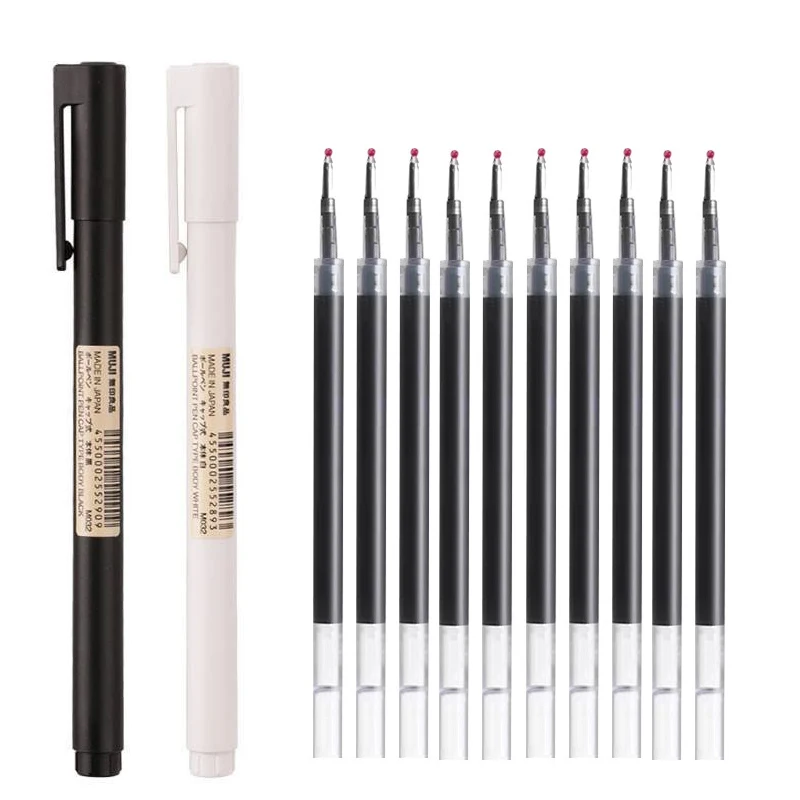 0.5 ミリメートル黒/白ゲルペン黒インク弾丸 MUJIs  - Muji Stationery Gel Pen のレビューと価格