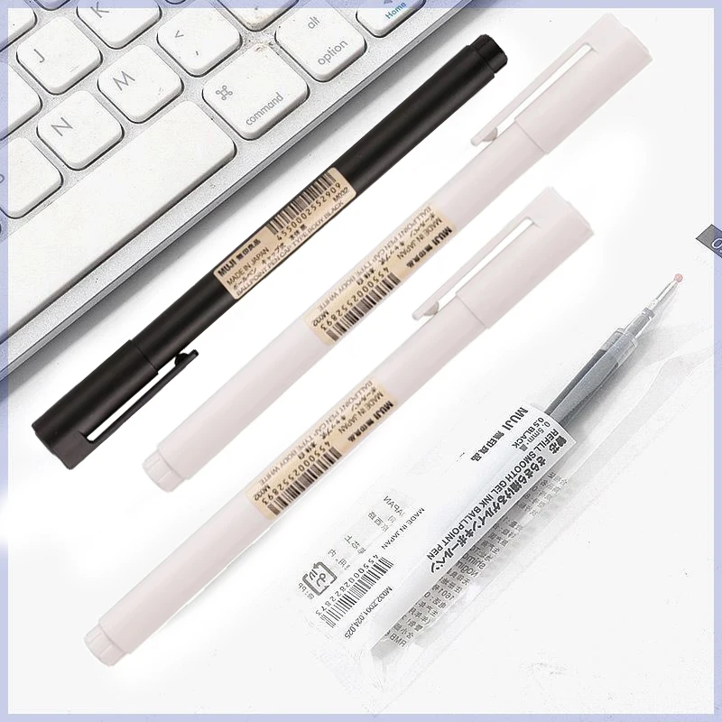 0.5 ミリメートル黒/白ゲルペン黒インク弾丸 MUJIs  - Muji Stationery Gel Pen のレビューと価格