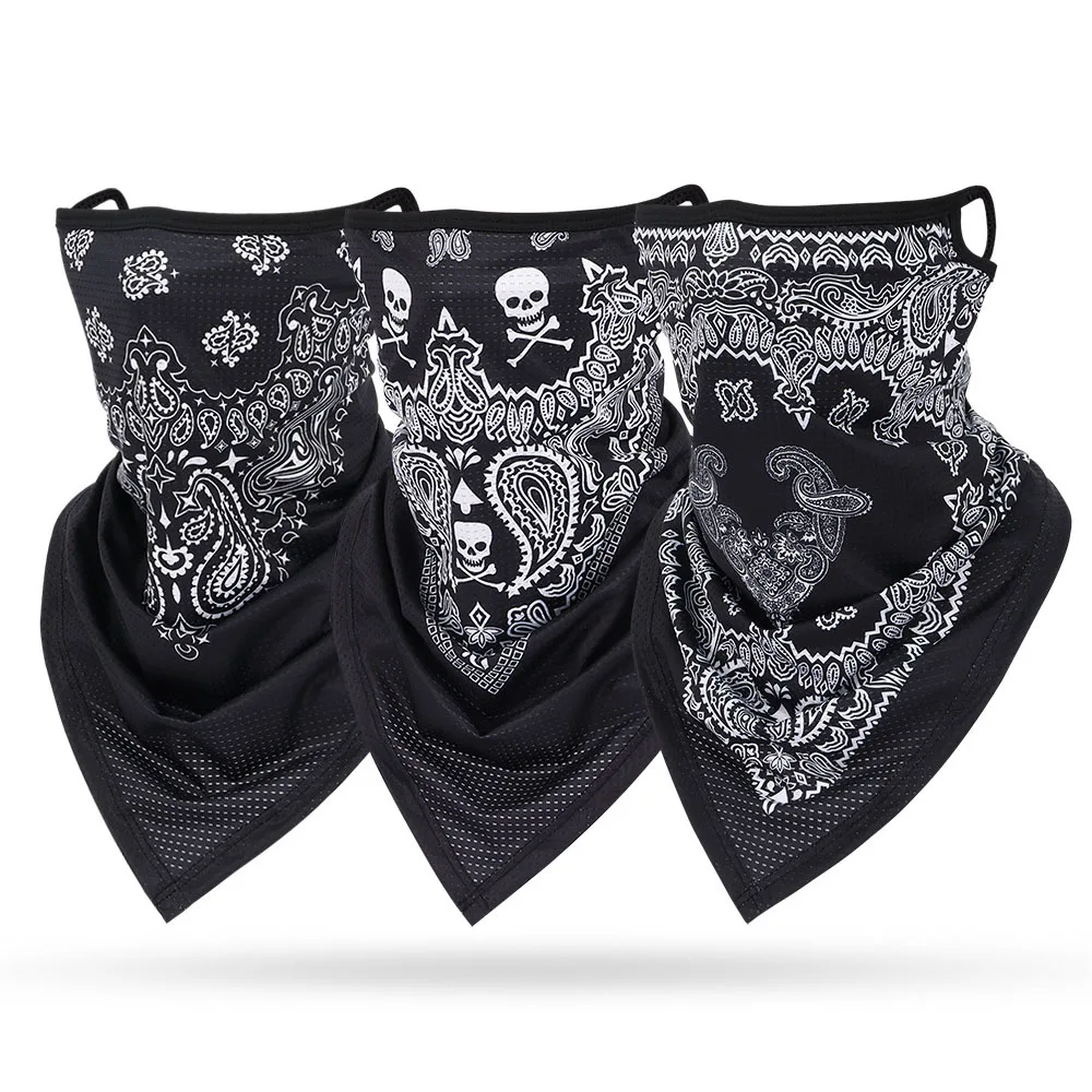 イヤーループ付き多機能バンダナマスク,フェイスカバー,黒,白 - Bandana Blank White のレビューと価格