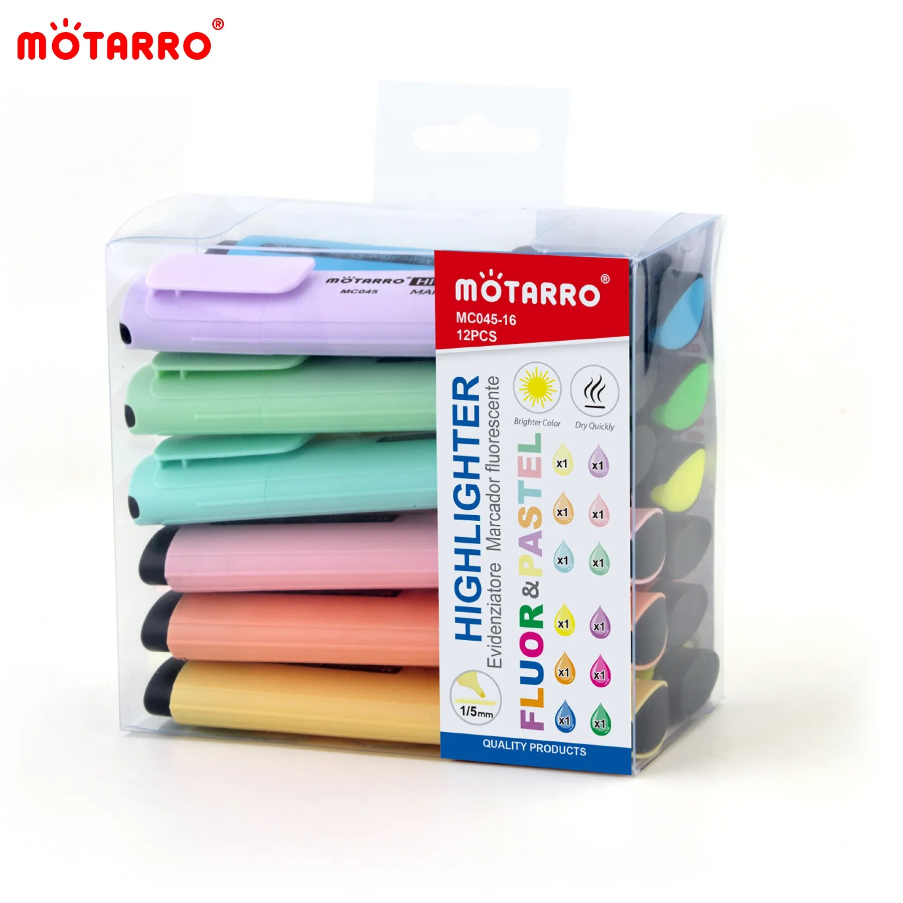 MOTARRO 12 個の Pvc ボックスマーカー蛍光色小 - Stabilo Marker Boss のレビューと価格