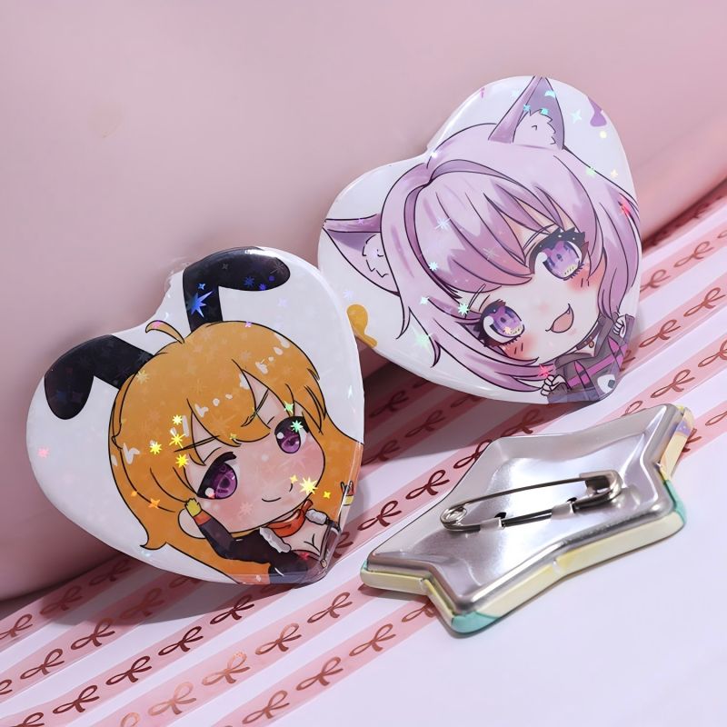 カスタムバッジピン、ボタンピン、ハート型、星型、猫耳型、ブリ - Button Badge Blank のレビューと価格