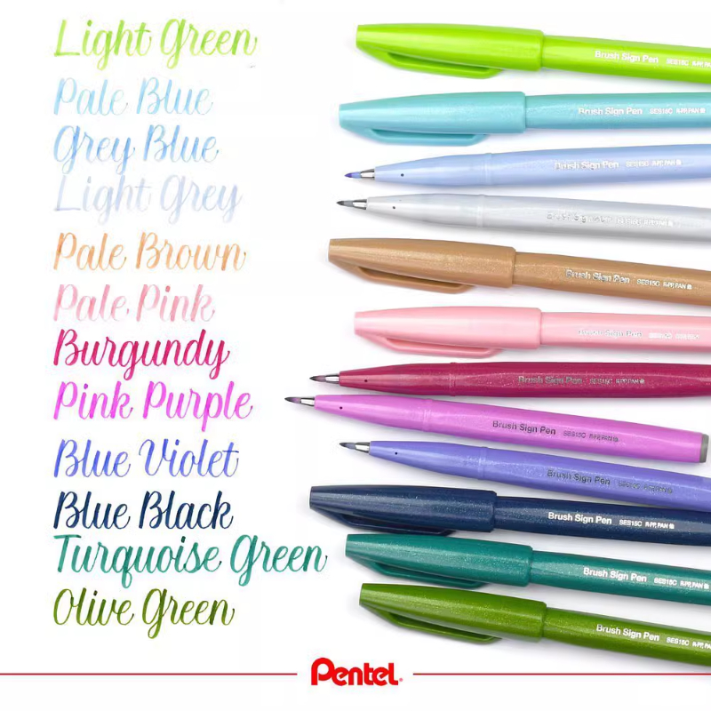 1PC ぺんてる 筆先ブラシ タッチ サイン ペン 明るいパ - Pentel Pen Sign Pen のレビューと価格
