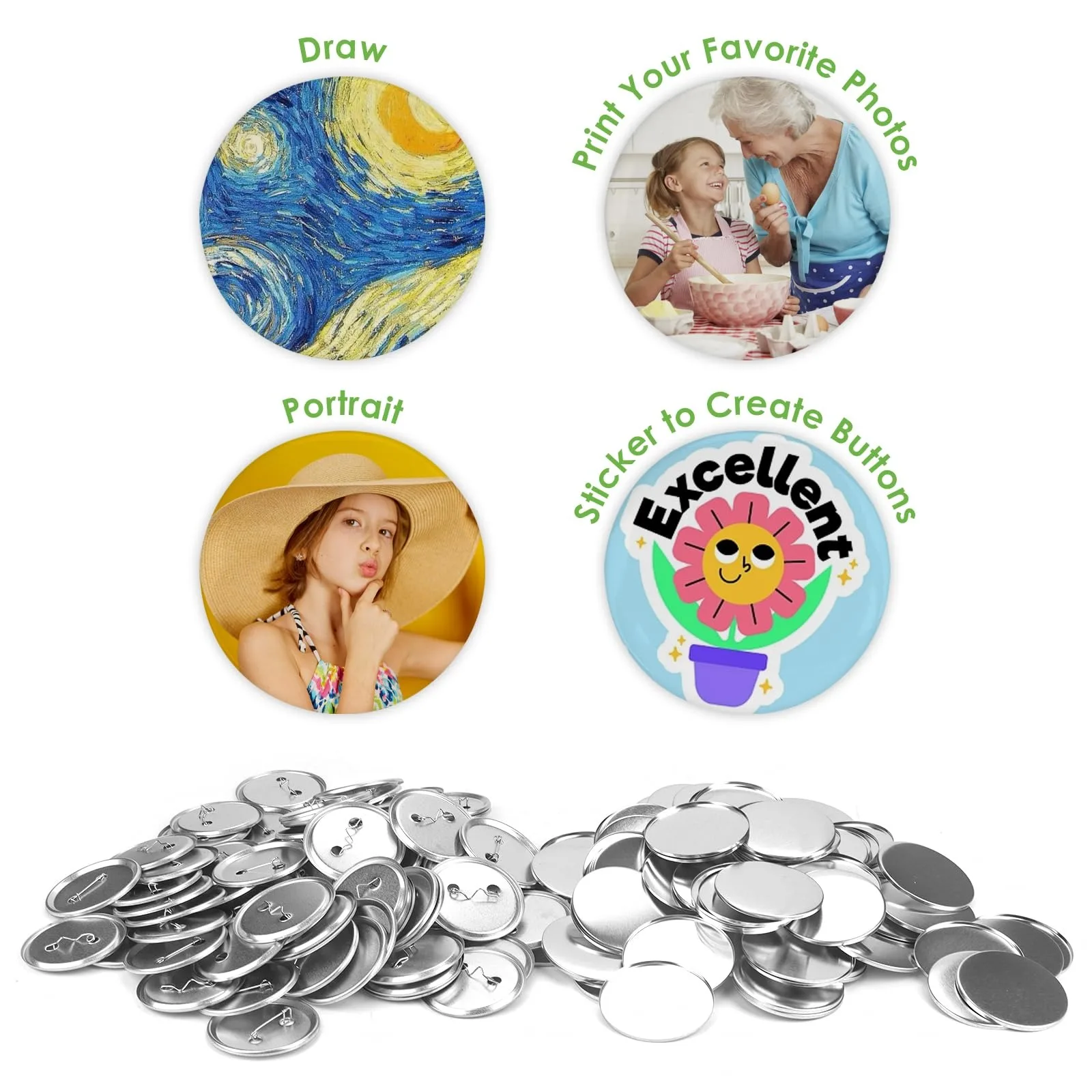 100 個ブランクボタン作成用品 25-75 ミリメートルラ - Button Badge Blank のレビューと価格
