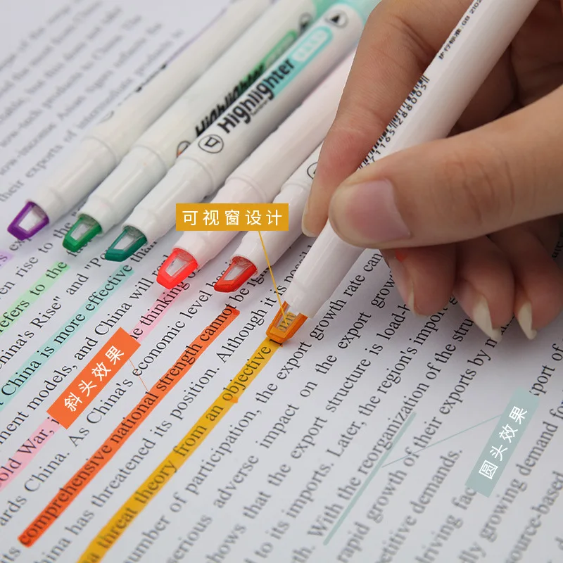 6 色/セットユニークなウィンドウチップ蛍光ペンダブルヘッド - Stabilo Marker Boss のレビューと価格