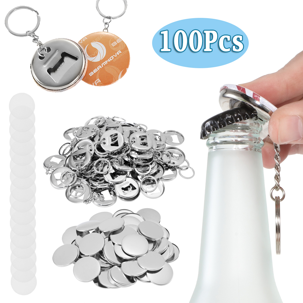 100個入り バッジ材料 ボトルオープナー＆キーホルダー ボ - Button Badge Blank のレビューと価格
